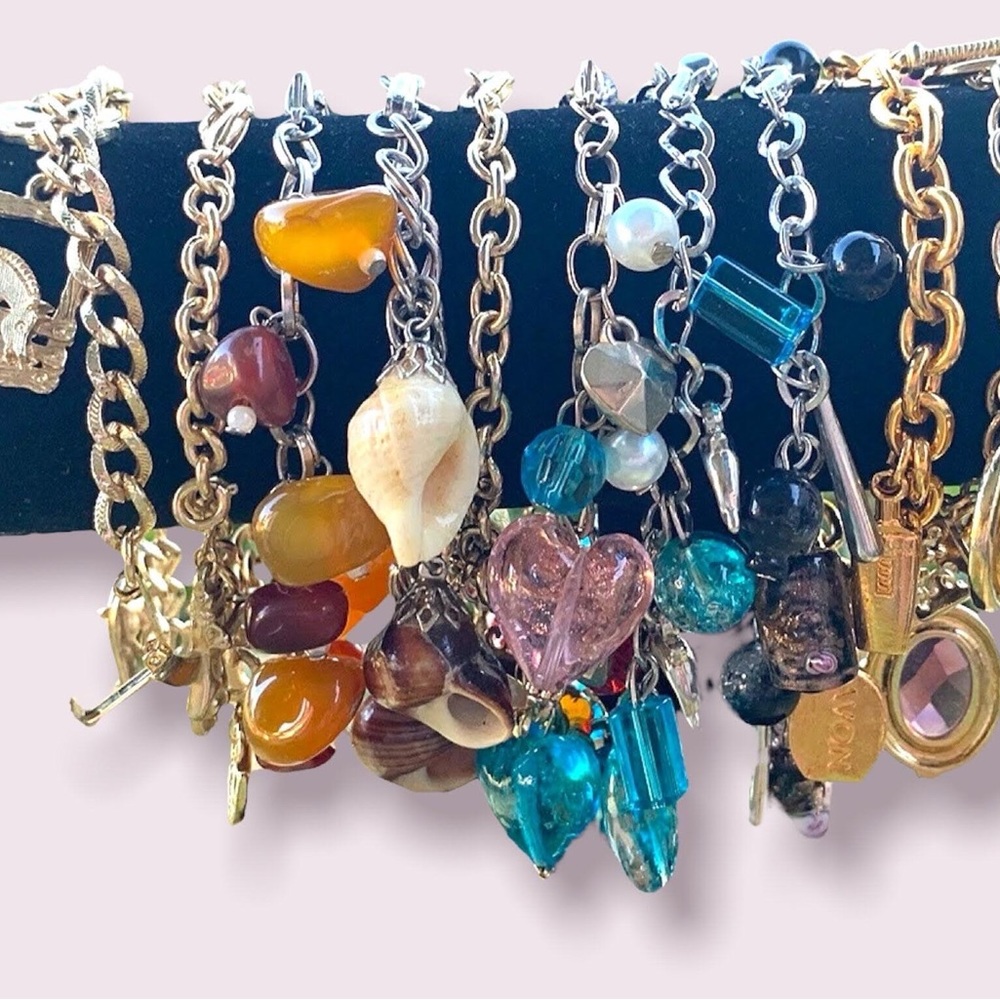 Vintage Charm Bracelets Beaded Jewelry Lot